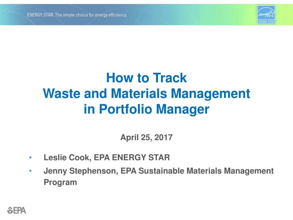 how to track waste and materials management in portfolio manager april 25 2017