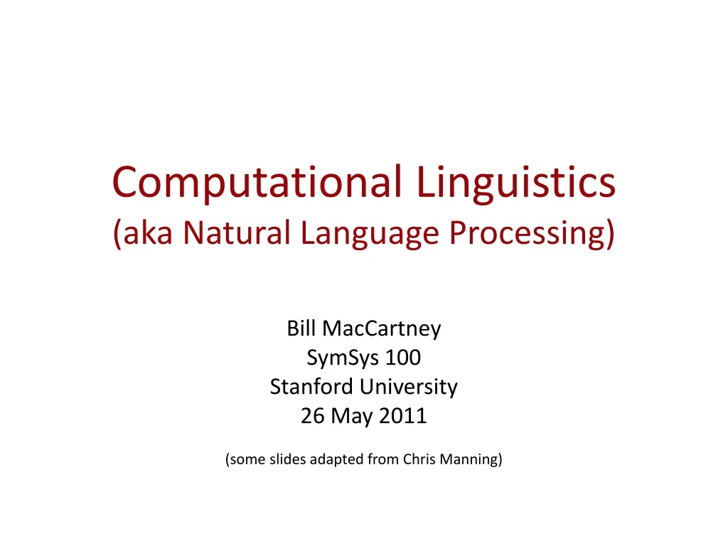 computational linguistics aka natural language processing