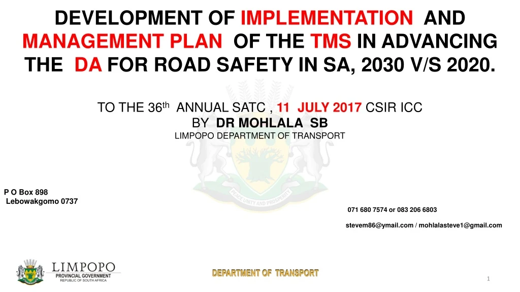 development of implementation and management plan