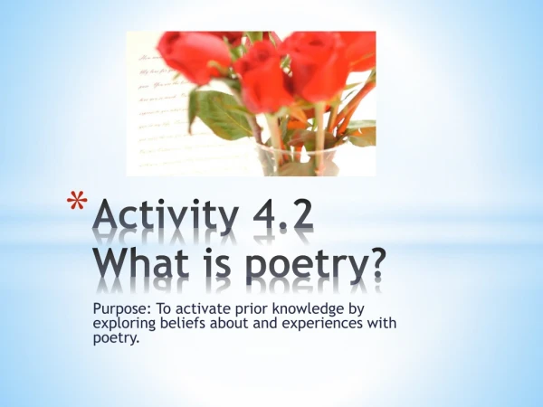 Activity 4.2 What is poetry?