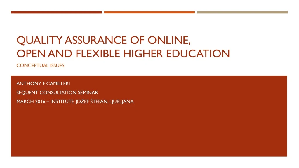 quality assurance of online open and flexible higher education
