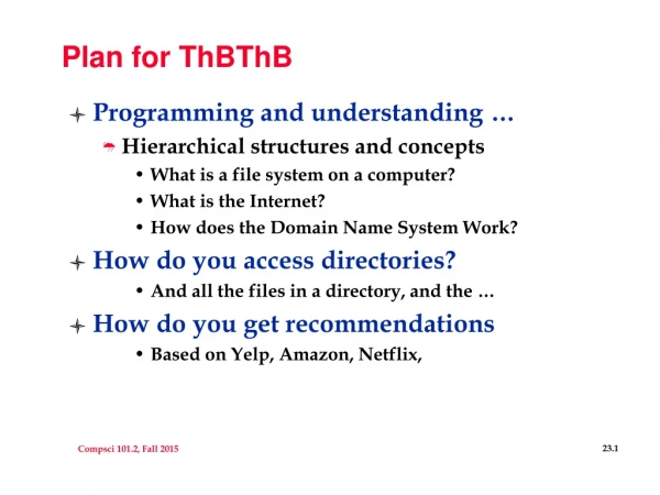 Plan for ThBThB