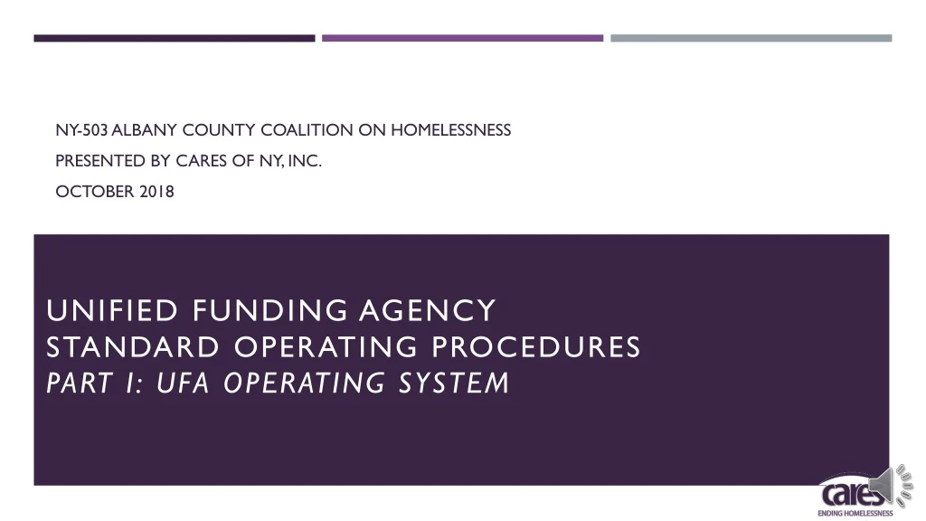 unified funding agency standard operating procedures part i ufa operating system