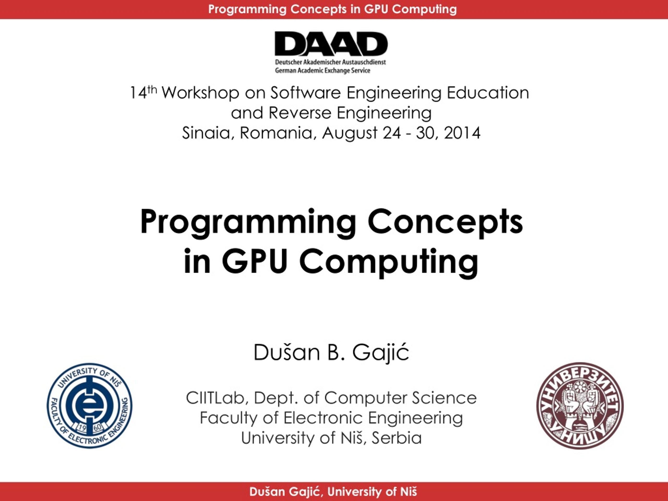 Programming Concepts in GPU Computing - slide 1