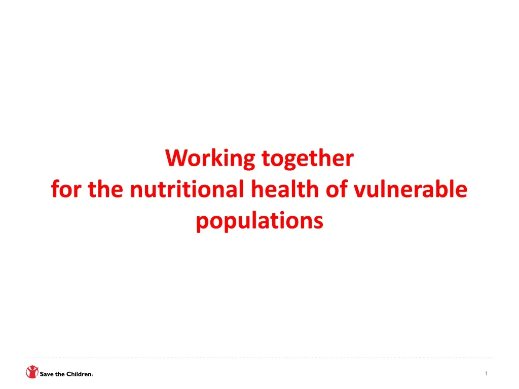 working together for the nutritional health