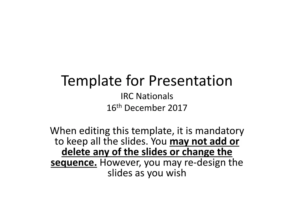 template for presentation irc nationals 16 th december 2017