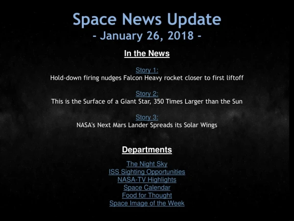 Space News Update - January 26, 2018 -