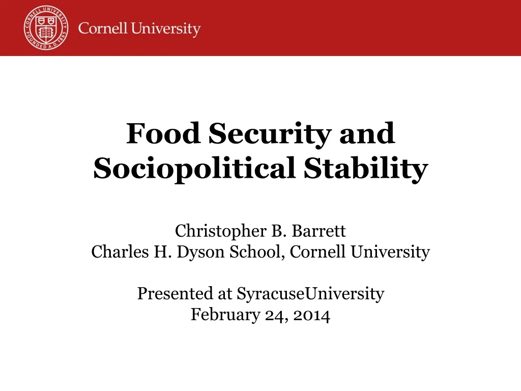 food security and sociopolitical stability