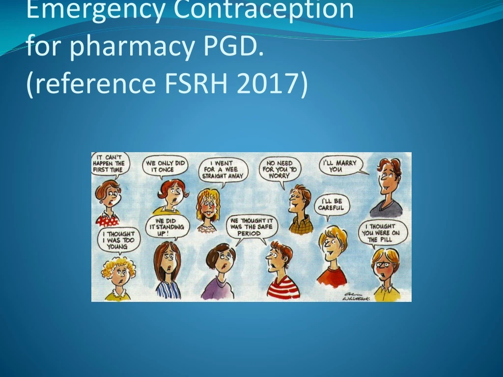 emergency contraception for pharmacy pgd reference fsrh 2017