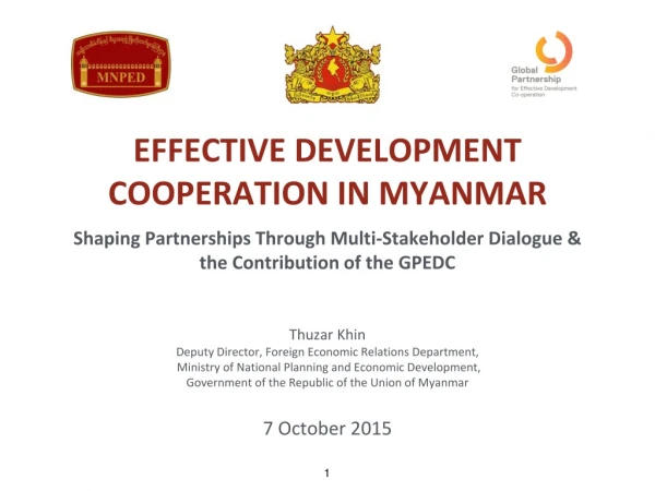 Effective Development Cooperation in Myanmar