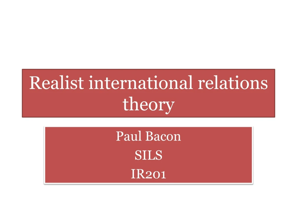 realist international relations theory