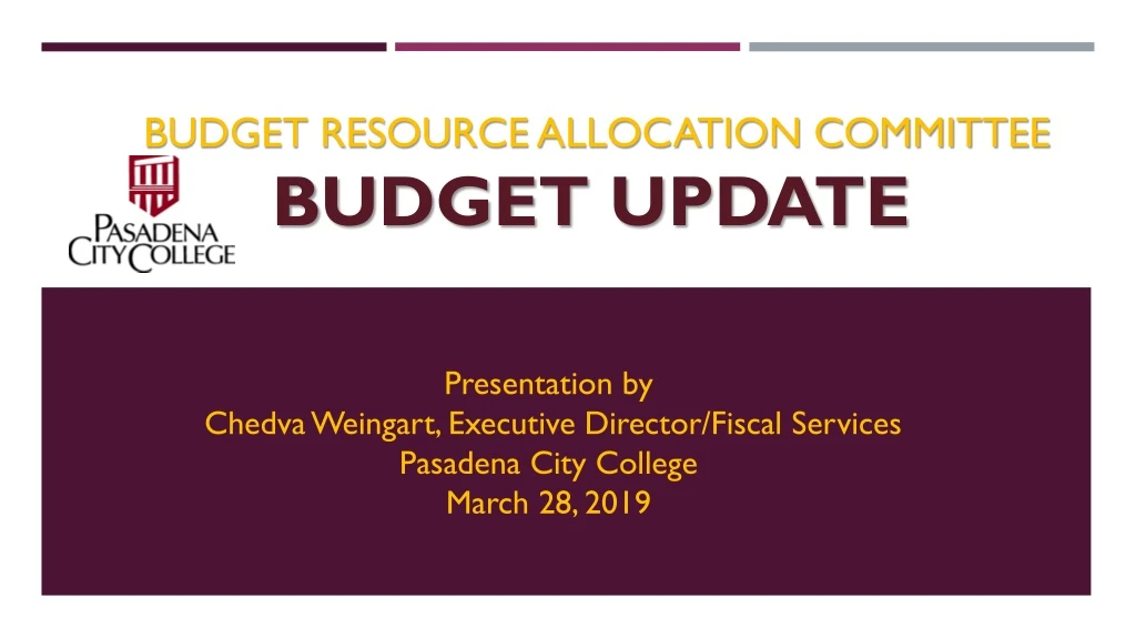 budget resource allocation committee budget update