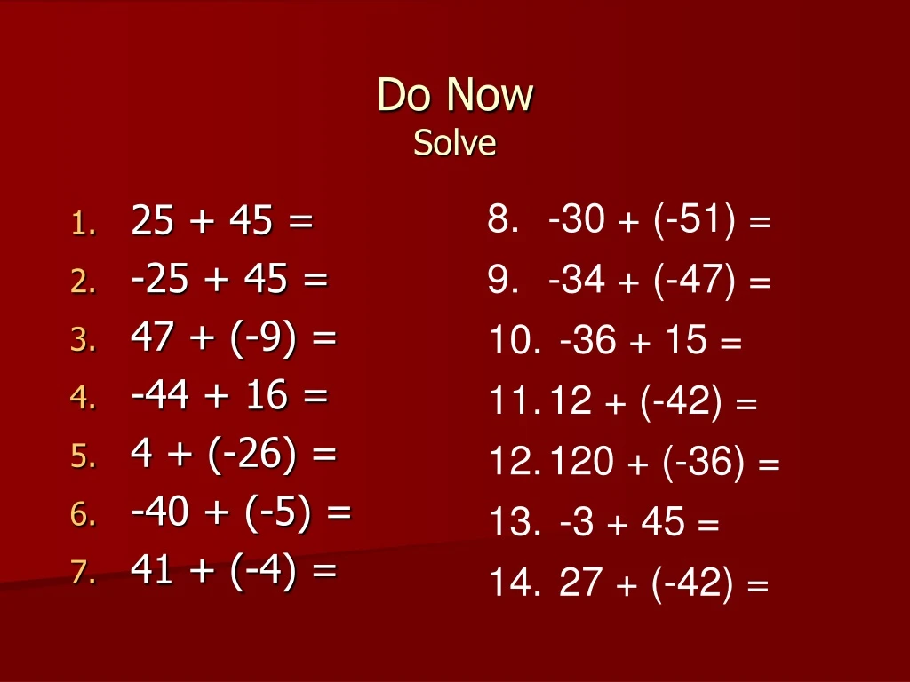do now solve