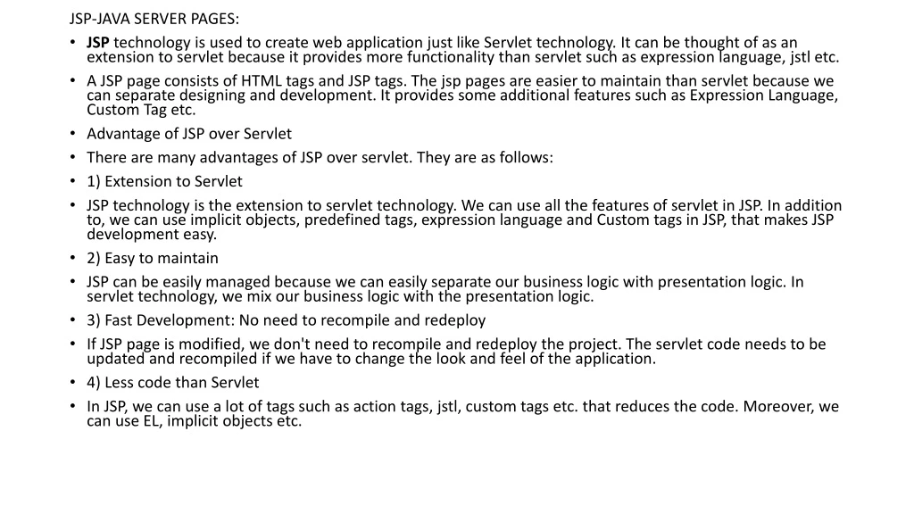 jsp java server pages jsp technology is used