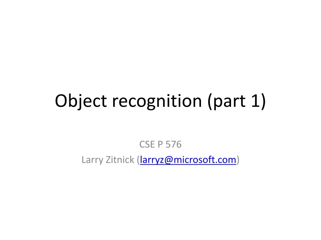 object recognition part 1