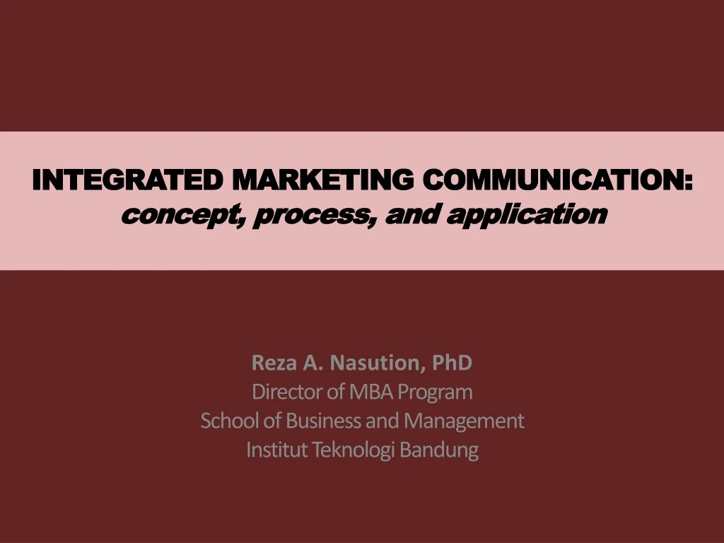integrated marketing communication concept process and application