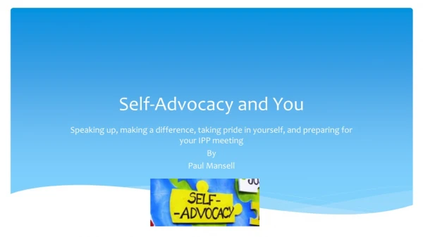 Self-Advocacy and You
