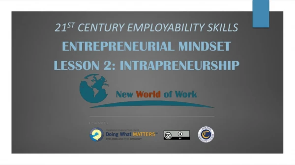 21 st Century Employability Skills Entrepreneurial mindset Lesson 2 : Intrapreneurship