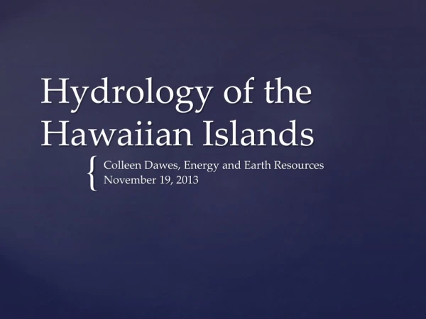 Hydrology of the Hawaiian Islands