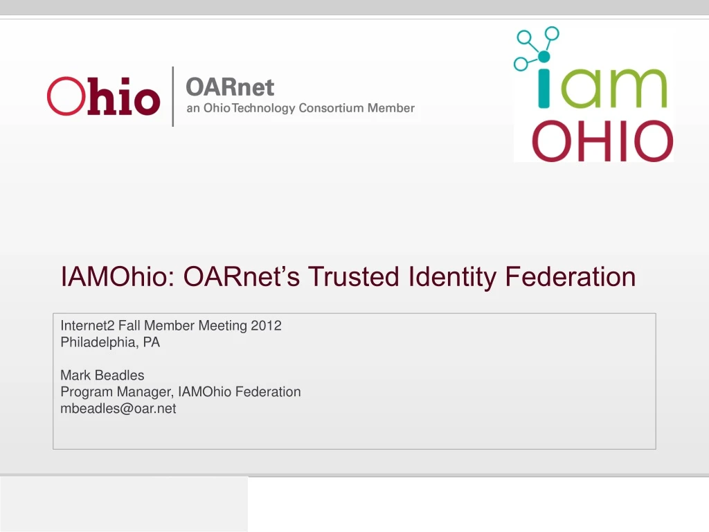 iamohio oarnet s trusted identity federation