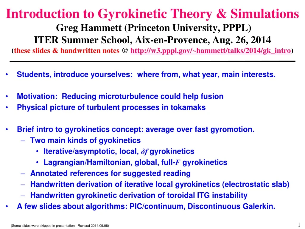 introduction to gyrokinetic theory simulations
