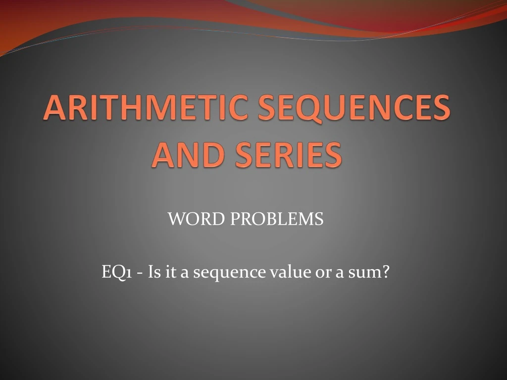 arithmetic sequences and series