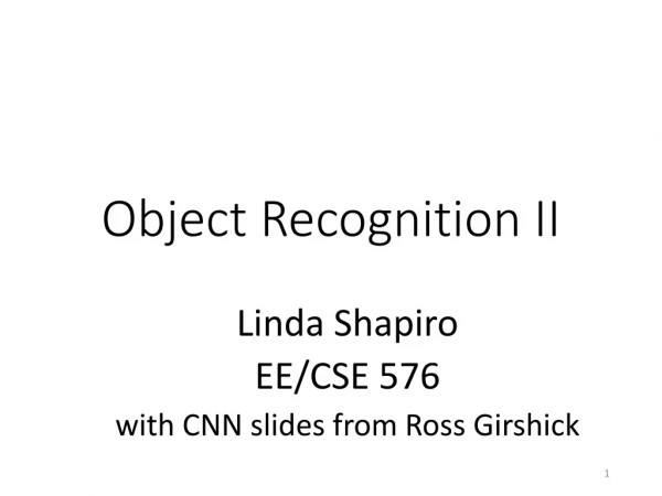 Object Recognition II