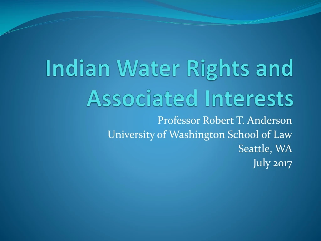 indian water rights and associated interests