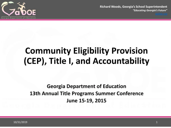 Community Eligibility Provision (CEP), Title I, and Accountability
