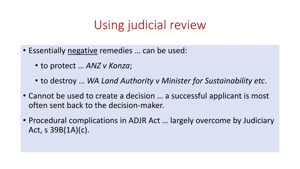 using judicial review