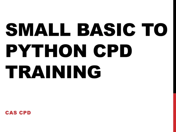 Small Basic to Python CPD Training