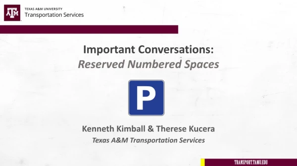 Important Conversations: Reserved Numbered Spaces