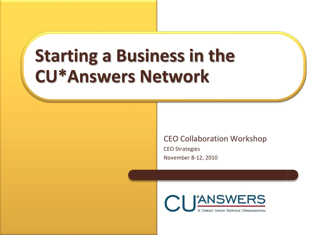 starting a business in the cu answers network