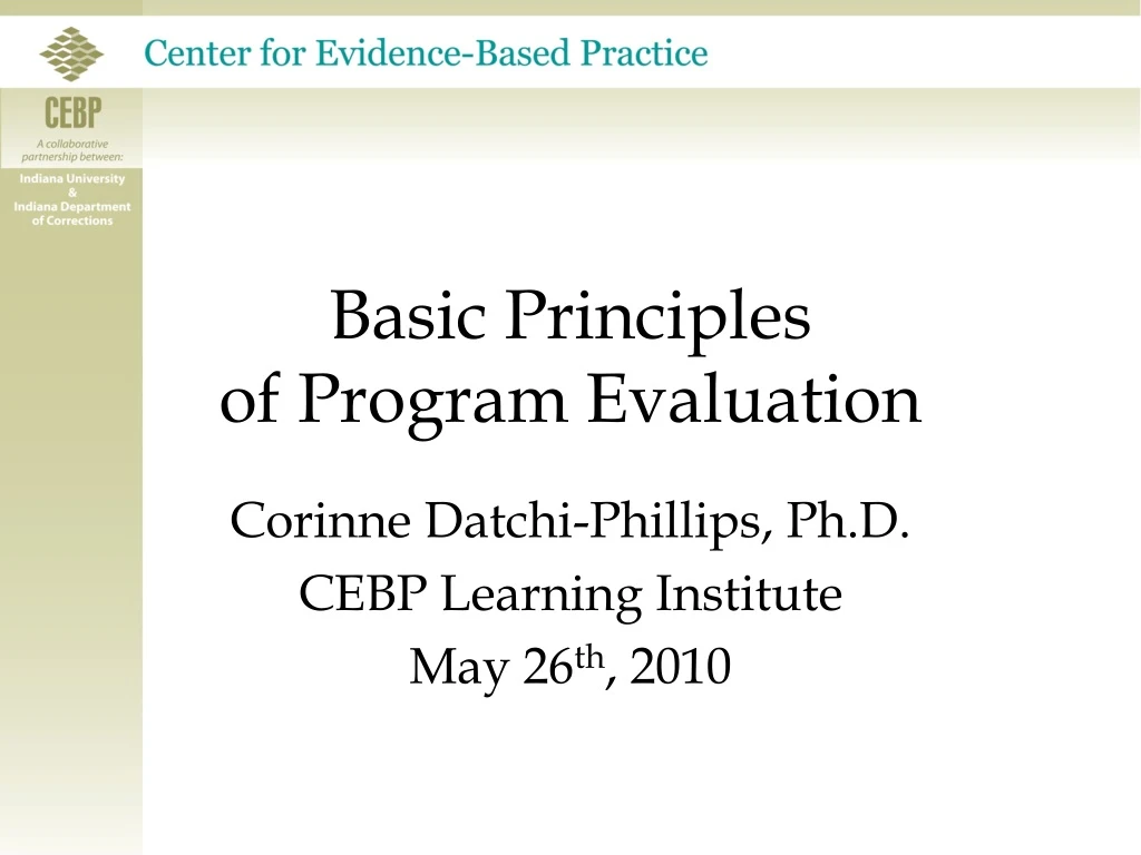 basic principles of program evaluation