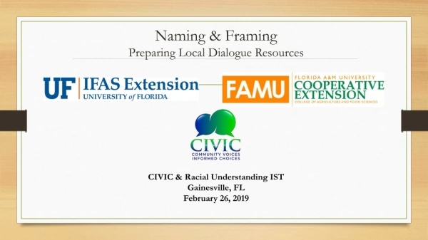 Naming &amp; Framing Preparing Local Dialogue Resources