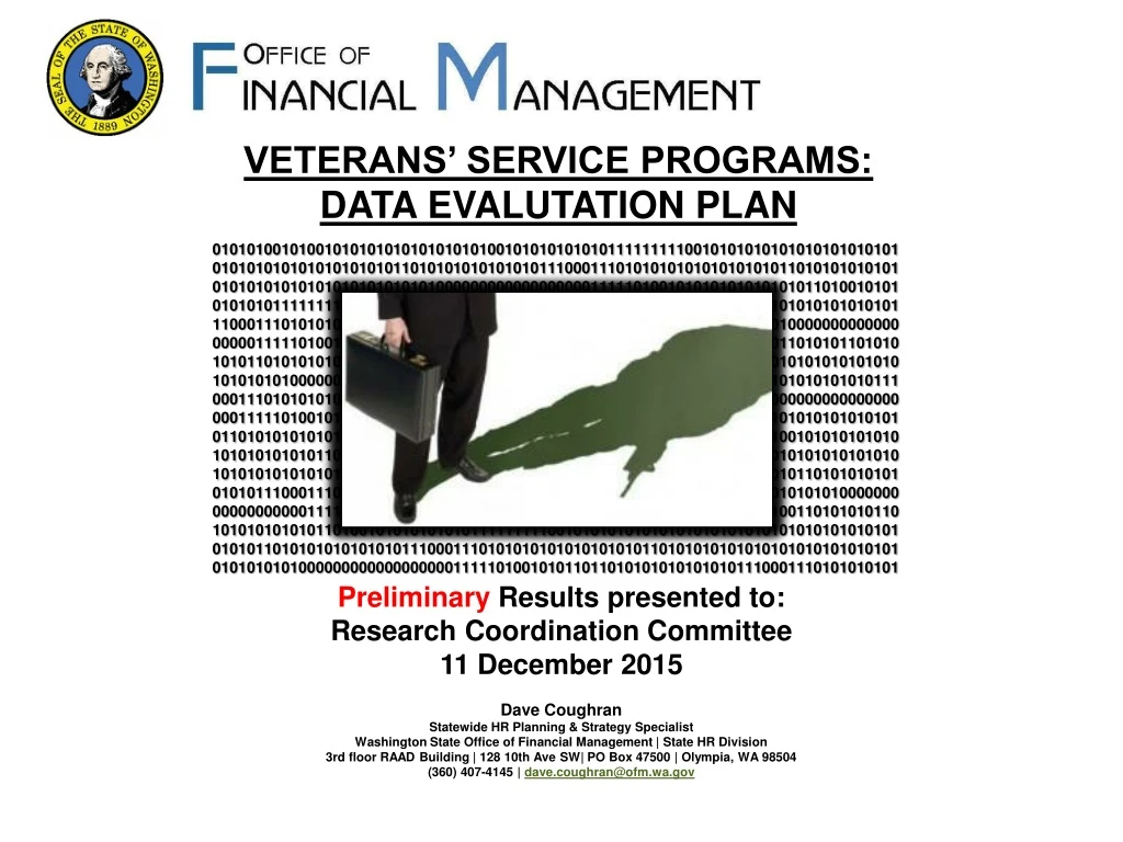 veterans service programs data evalutation plan