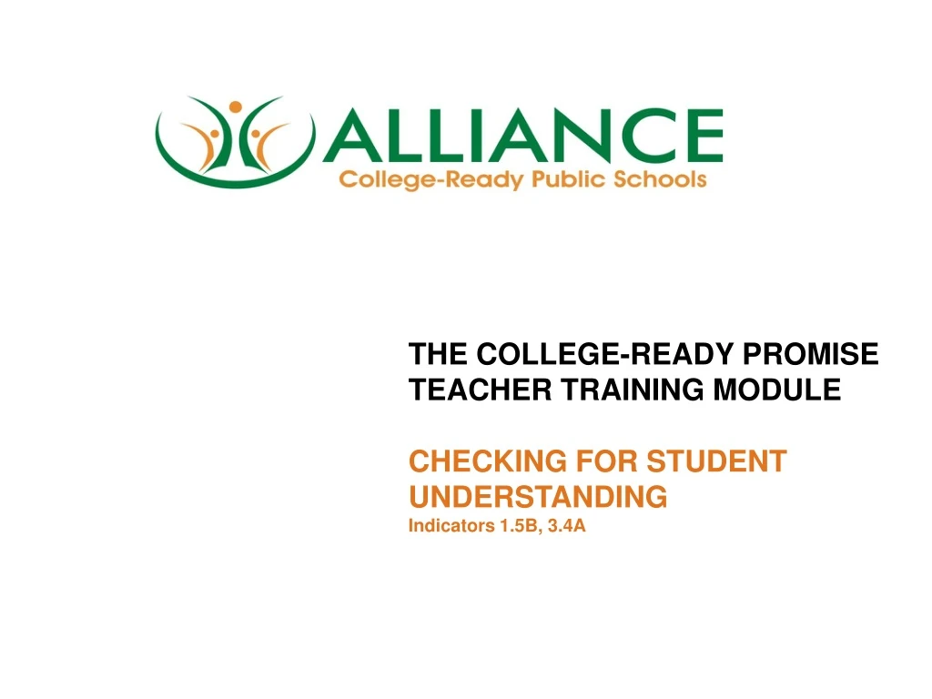 the college ready promise teacher training module