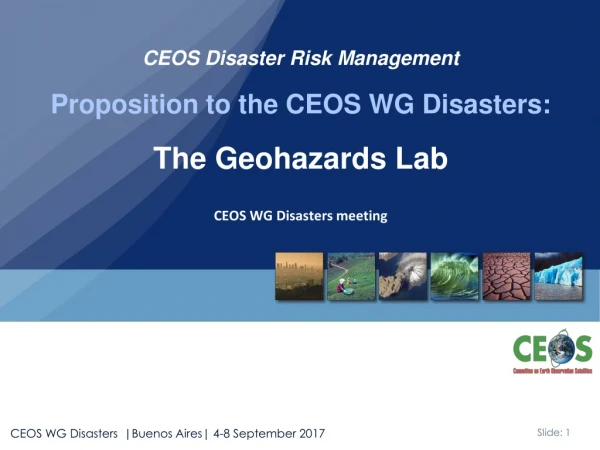 CEOS Disaster Risk Management Proposition to the CEOS WG Disasters: The Geohazards Lab