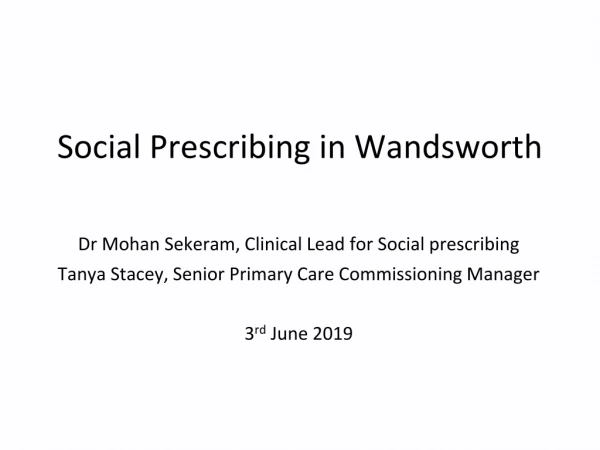 Social Prescribing in Wandsworth