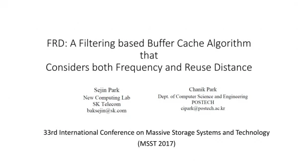 FRD: A Filtering based Buffer Cache Algorithm that Considers both Frequency and Reuse Distance
