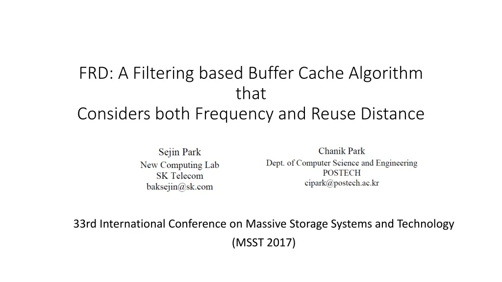 frd a filtering based buffer cache algorithm that considers both frequency and reuse distance