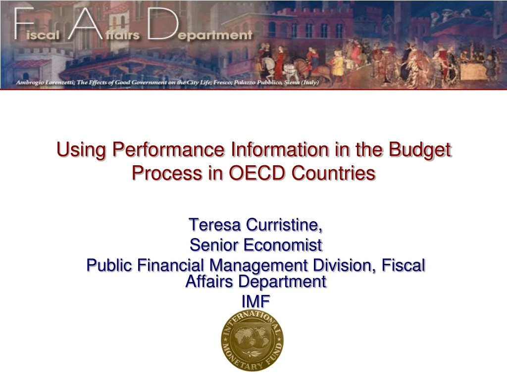 using performance information in the budget process in oecd countries