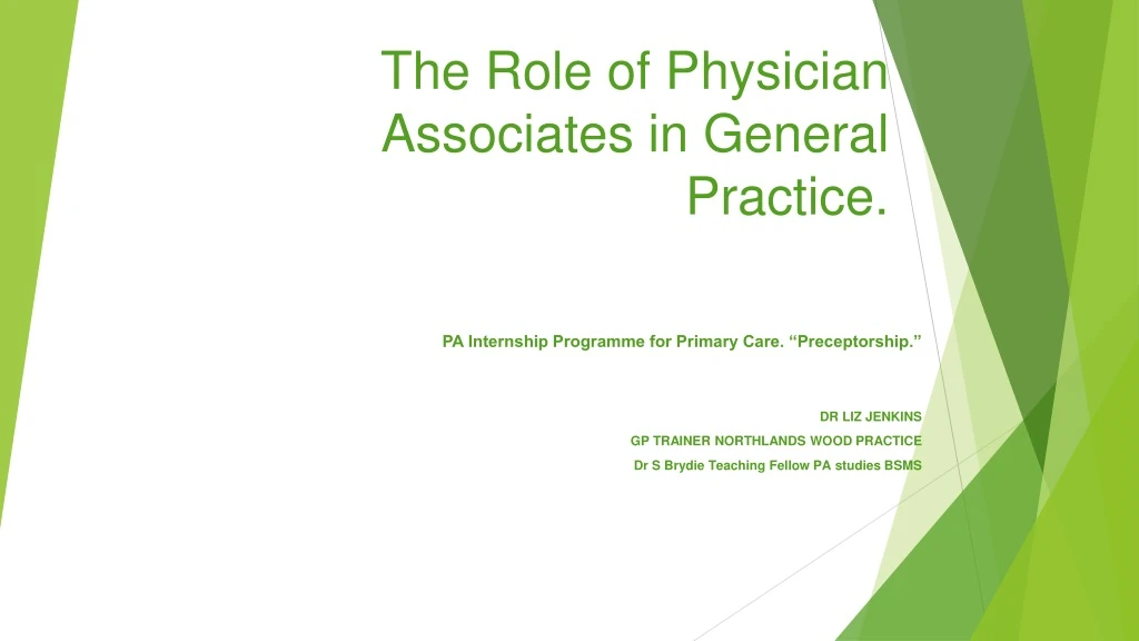 the role of physician associates in general practice