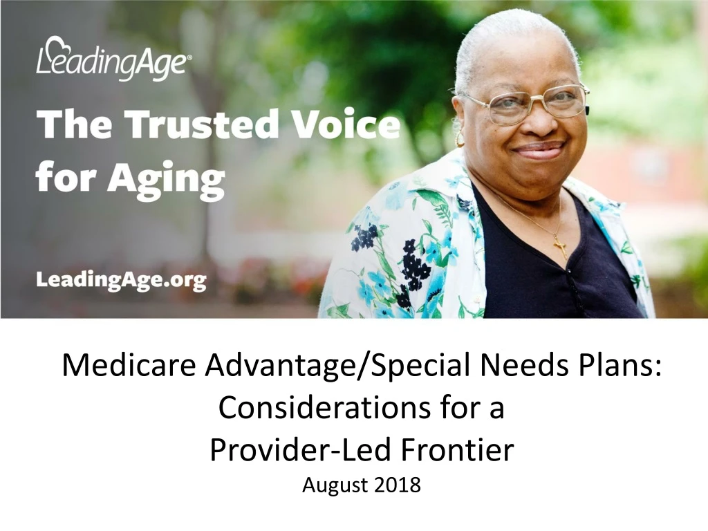 medicare advantage special needs plans considerations for a provider led frontier august 2018