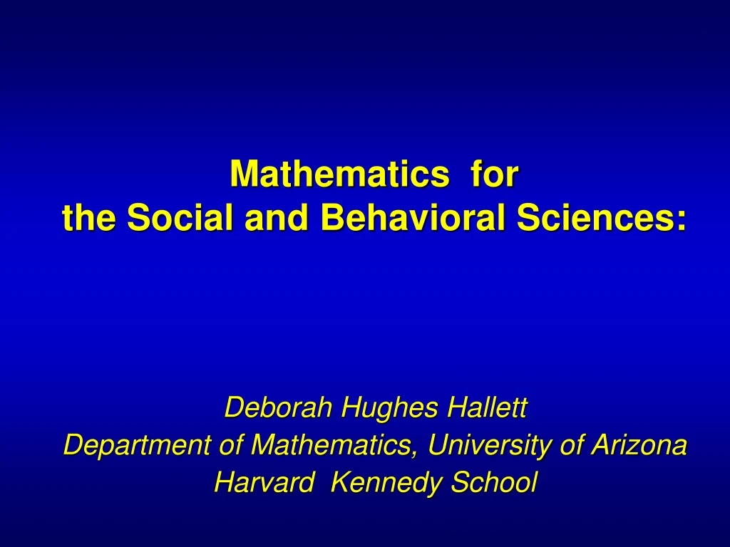 mathematics for the social and behavioral sciences