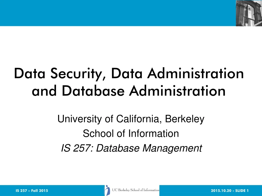 data security data administration and database administration