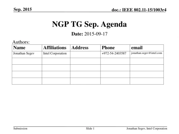 NGP TG Sep. Agenda