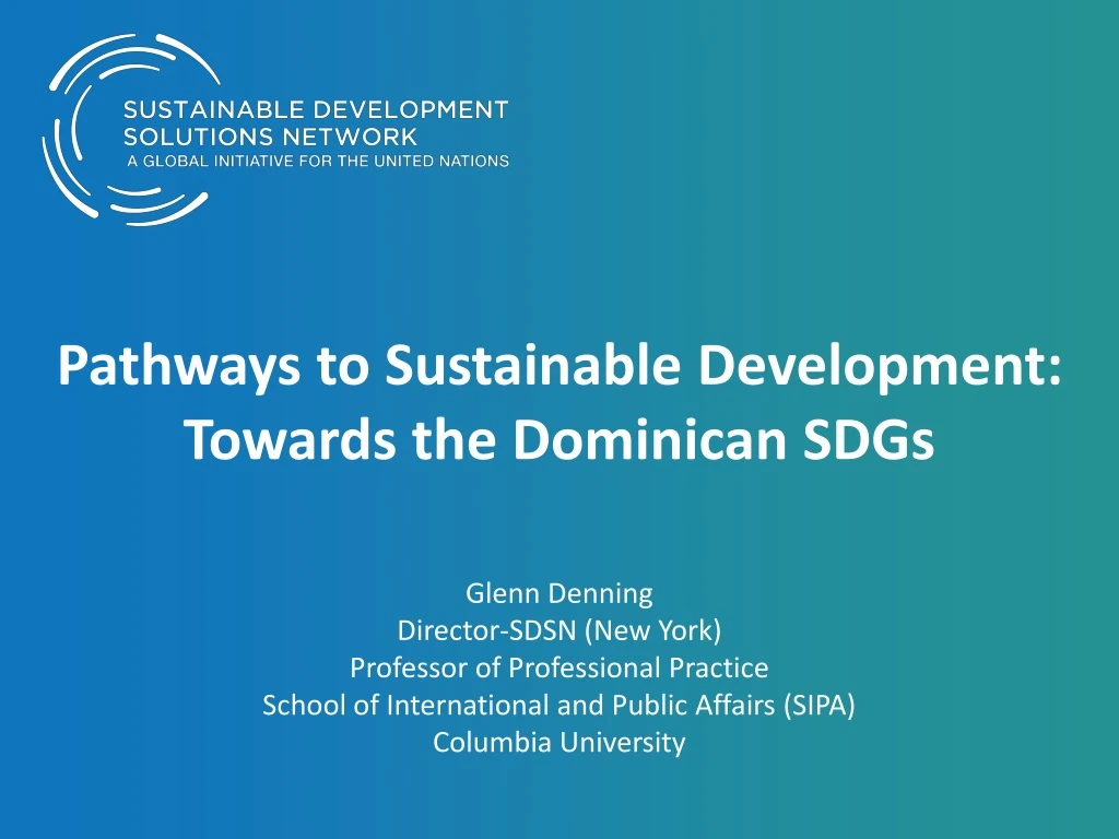 pathways to sustainable development towards the dominican sdgs