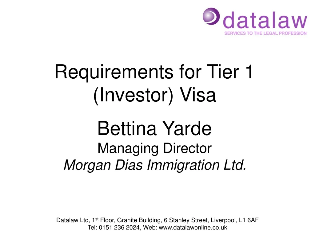 requirements for tier 1 investor visa bettina