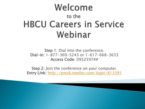Welcome to the HBCU Careers in Service Webinar